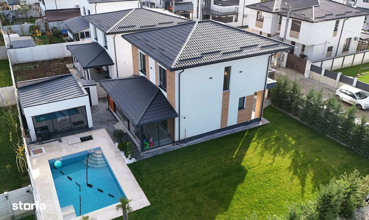 Casă modernă de lux – 5 camere, 4 băi, teren 800 mp, piscină încălzită - Imagine principală: 4/20