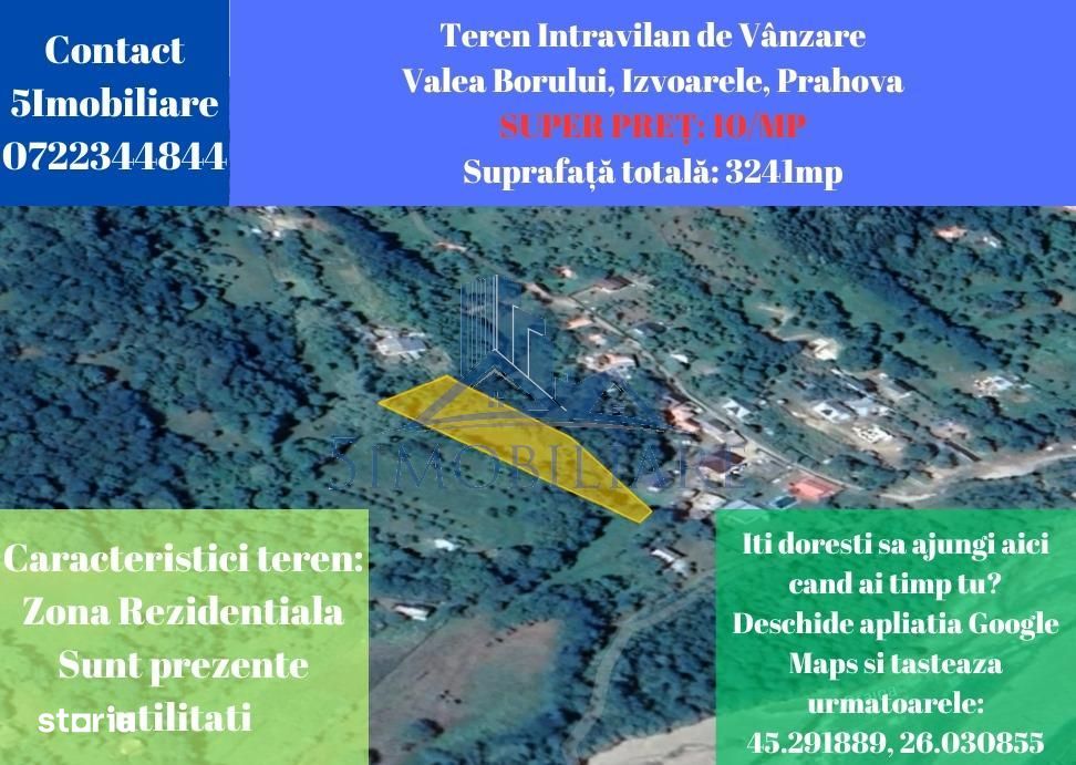 Izvoarele, Valea Borului- Teren Intravilan de Vanzare- Comision 0%