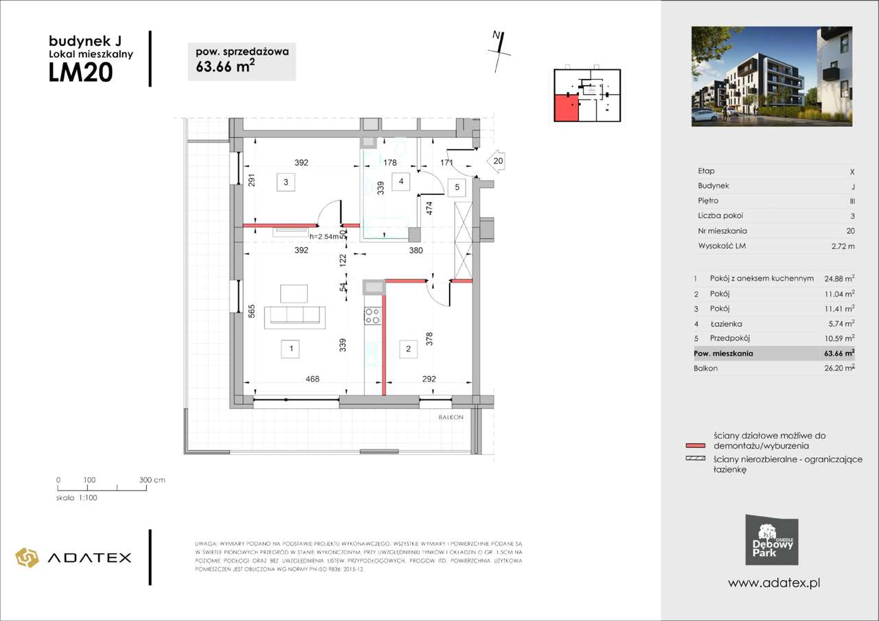 Osiedle Dębowy Park | MIESZKANIE Z SUPER BALKONEM| III piętro | J20 - Pełny obrazek: 2/7