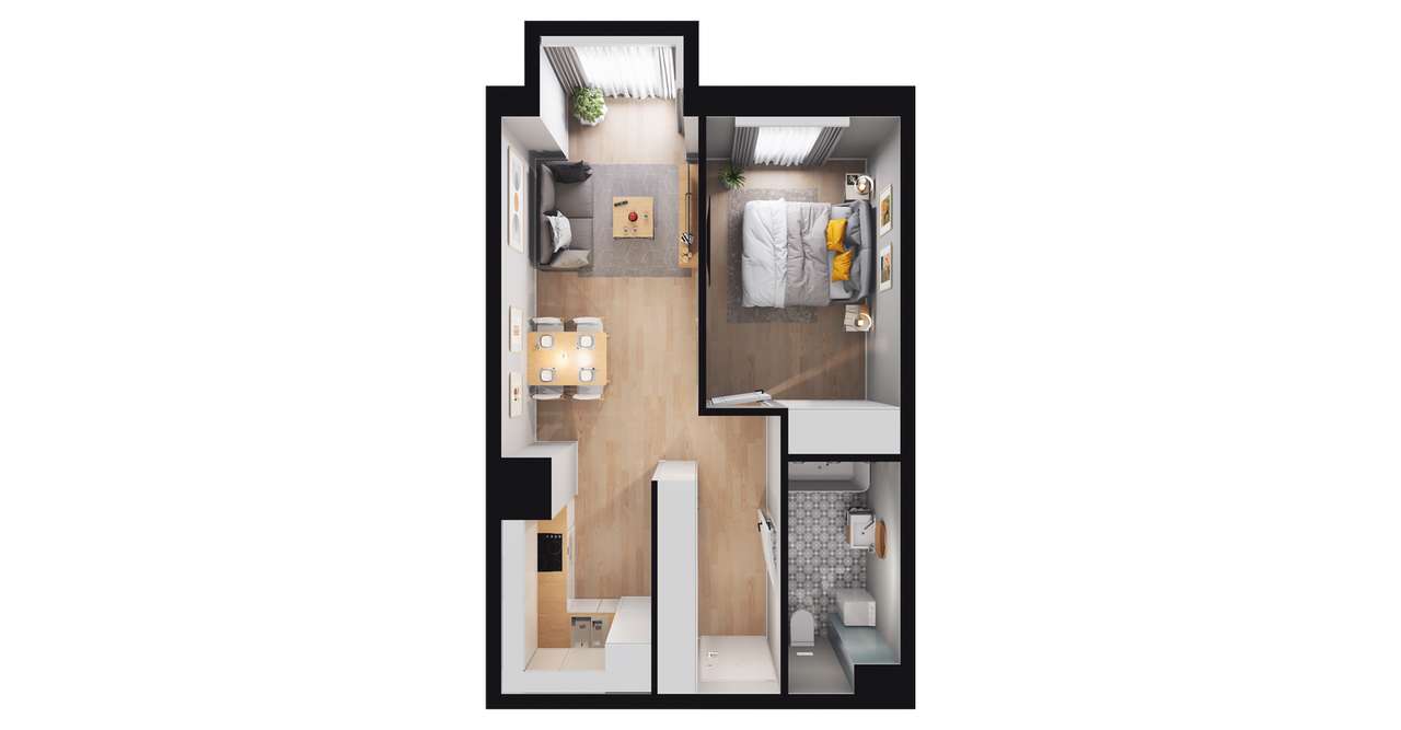 2-pokojowe mieszkanie 42m2 Bezpośrednio - Pełny obrazek: 3/9