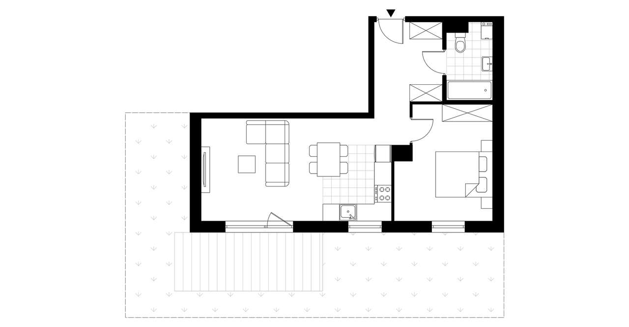 2-pokojowe mieszkanie 49m2 + ogródek - Pełny obrazek: 3/8
