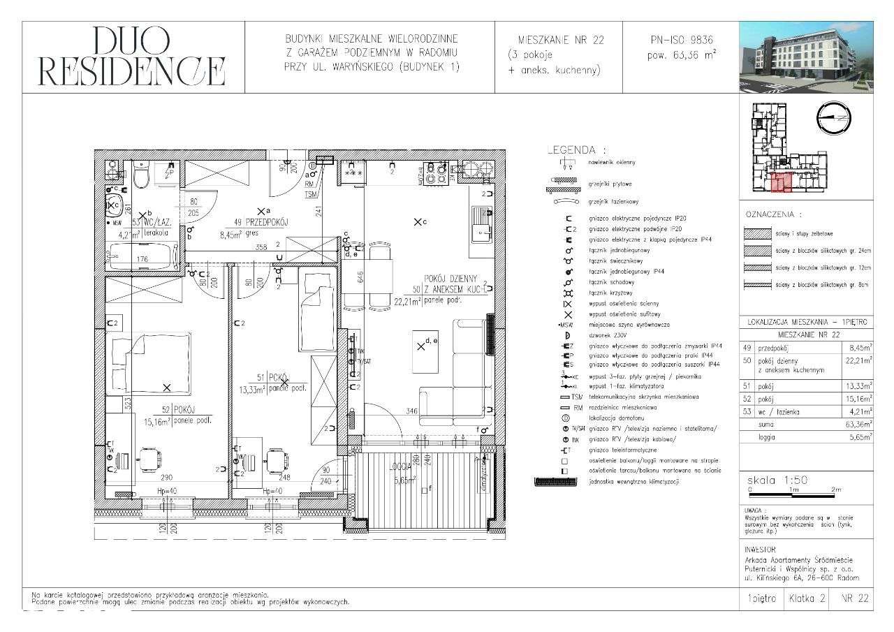 NOWA niższa cena Duo Residence - słoneczne 3 pokoje  - pow. 63,36 m2 - Pełny obrazek: 2/7
