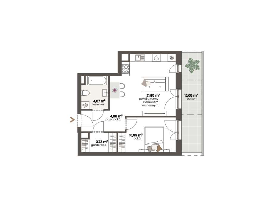 Mieszkanie, 2 pok. – DUŻY BALKON / Mieszkanie gotowe w promocji / Prowizja 0%