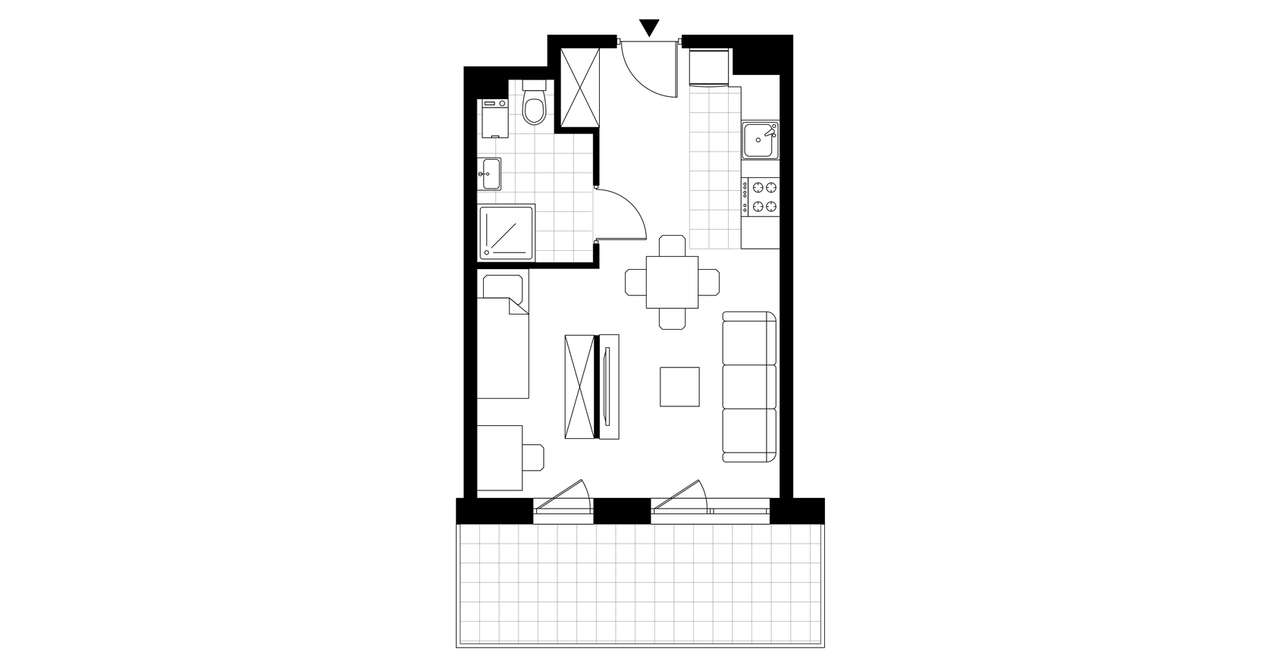 1-pokojowe mieszkanie 30m2 + balkon - Pełny obrazek: 3/7