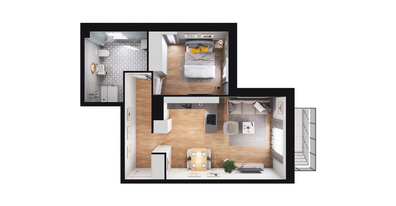 2-pokojowe mieszkanie 46m2 + balkon Bez Prowizji - Pełny obrazek: 2/8