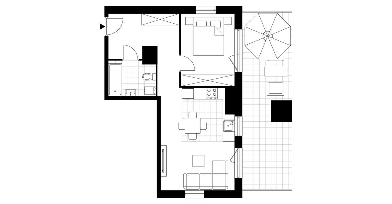 2-pokojowe mieszkanie 44m2 + balkon Bezpośrednio - Pełny obrazek: 3/8