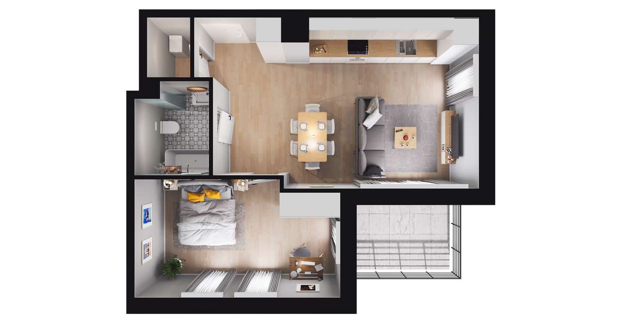 2-pokojowe mieszkanie 45m2 + balkon Bez Prowizji - Pełny obrazek: 2/8