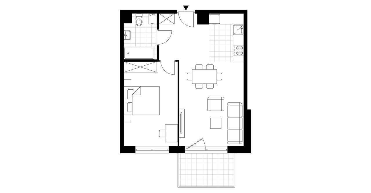 2-pokojowe mieszkanie 47m2 + balkon - Pełny obrazek: 4/6