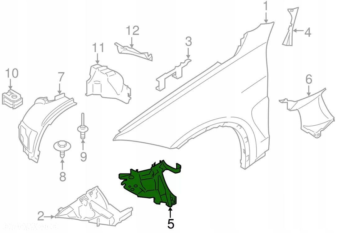 BMW X5 13-19 Mocowanie wspornik błotnika przedniego przód prawy - 3