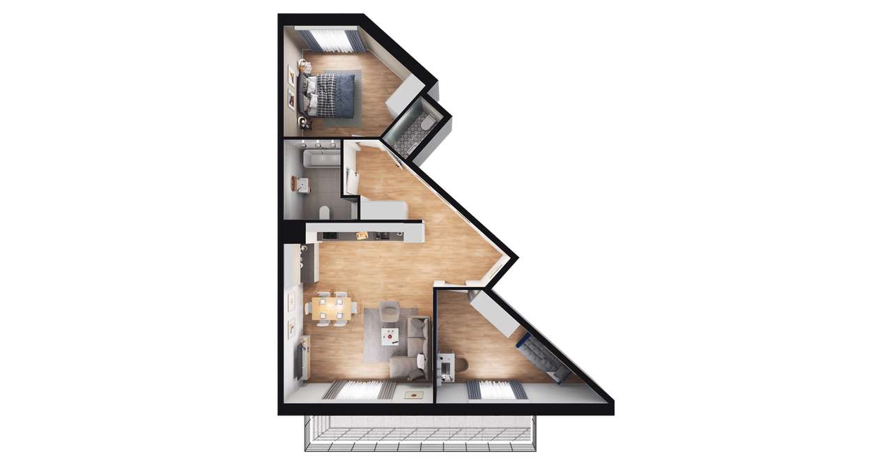 3-pokojowe mieszkanie 73m2 + balkon - Pełny obrazek: 2/8