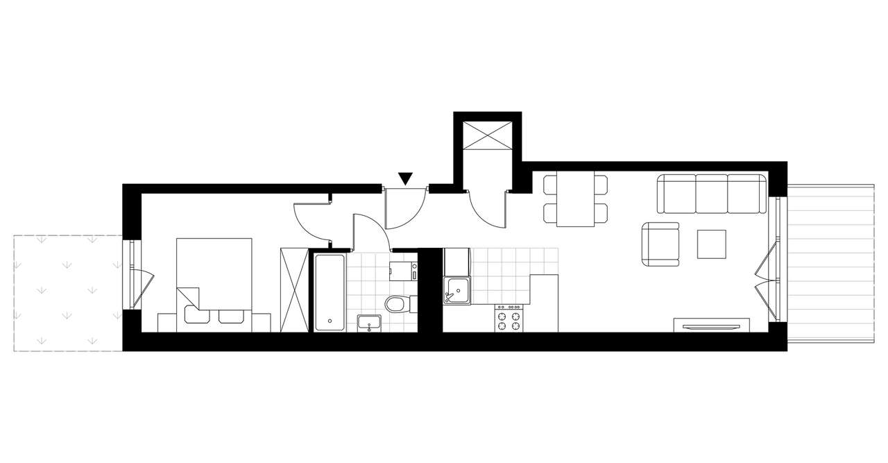 2-pokojowe mieszkanie 43m2 + ogródek - Pełny obrazek: 3/8