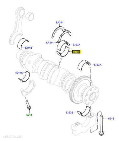 Cuzinet palier inferior STD motor 2.0L AJ200 Ingenium Discovery Sport / RR Evoque Original - 1