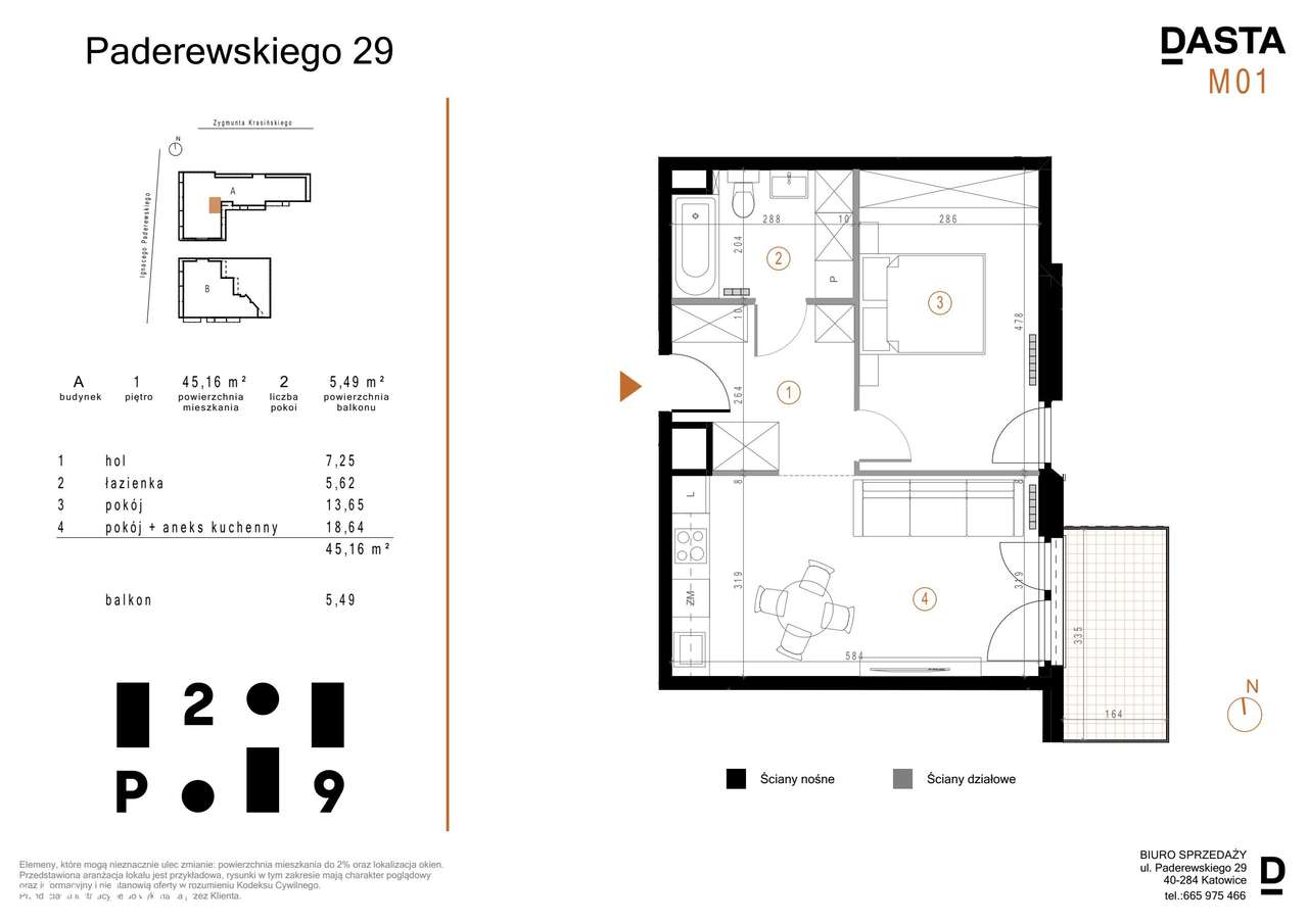 Paderewskiego 29 | mieszkanie 2-pok. | A_M01 - Pełny obrazek: 2/13