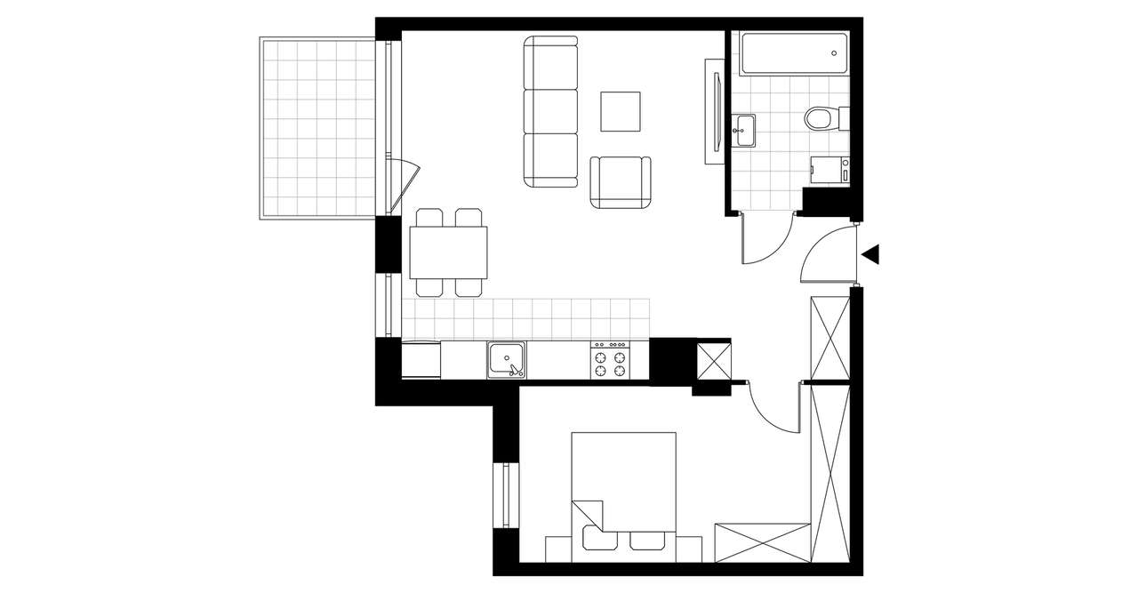 2-pokojowe mieszkanie 48m2 + balkon - Pełny obrazek: 3/8