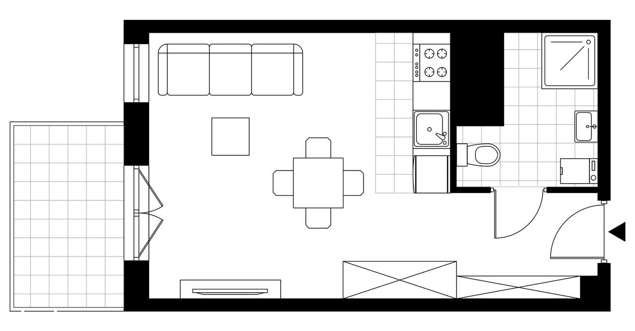 1-pokojowe mieszkanie 29m2 + 3 balkony - Pełny obrazek: 3/8