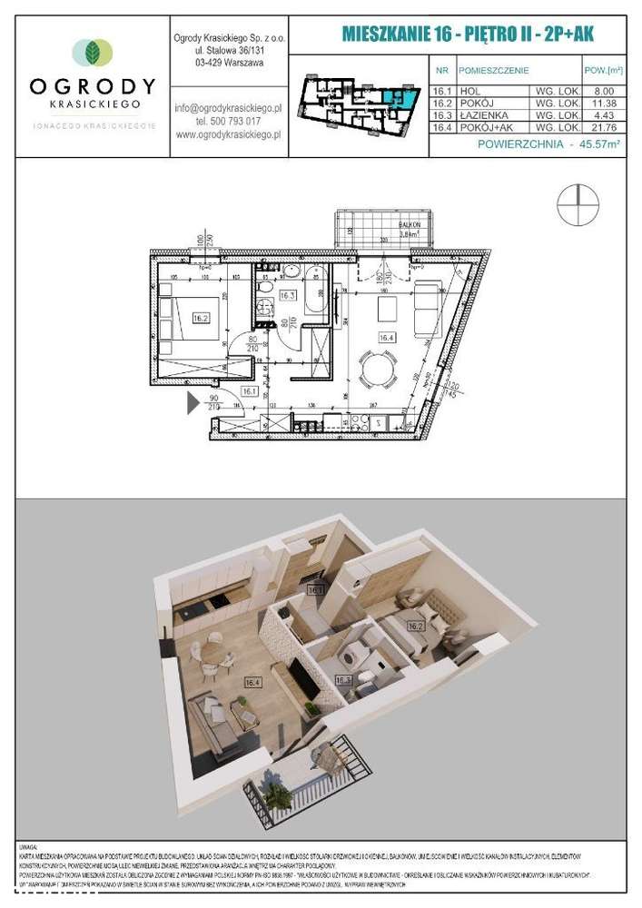 Mieszkanie na II piętrze - 45,78 m2 - Pełny obrazek: 3/12
