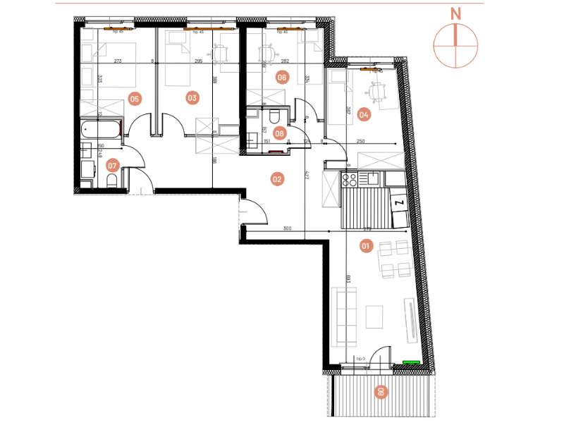 Mieszkanie, 83.14m², 5 pokoi, 3 piętro, C-KLF18-LM17, Nowe Horyzonty - Pełny obrazek: 2/14