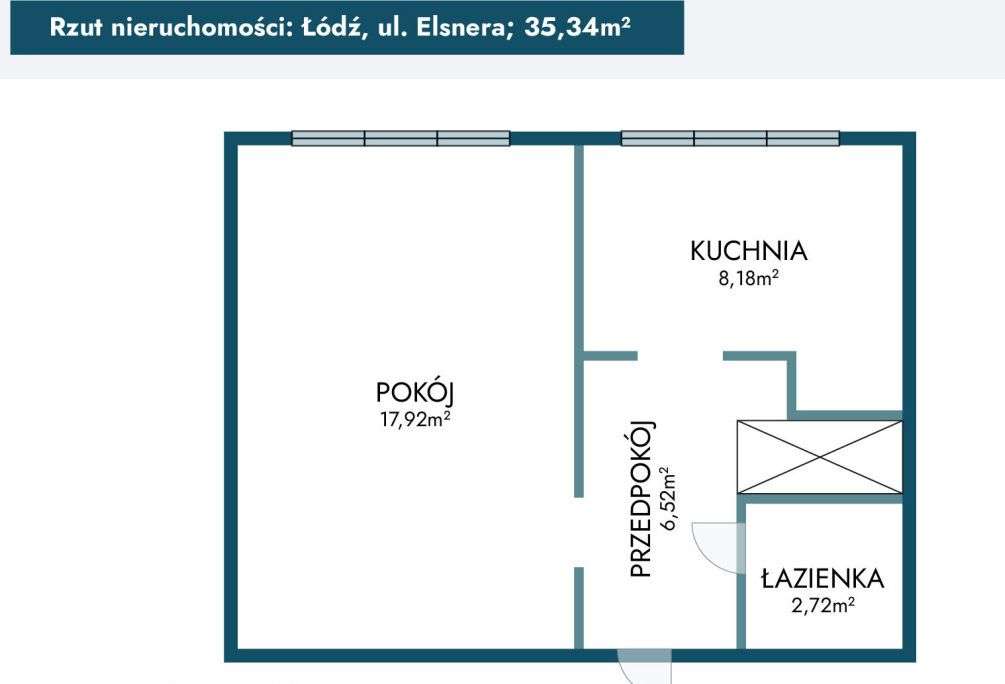 Mieszkanie, 35,34 m², Łódź-9
