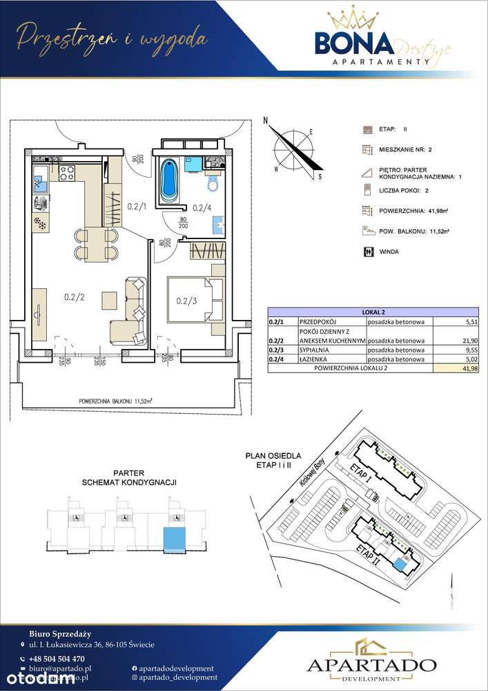 Mieszkanie nr. 2 | 41,98 m² | Windy | BONA II  |  NOWA CENA!-6