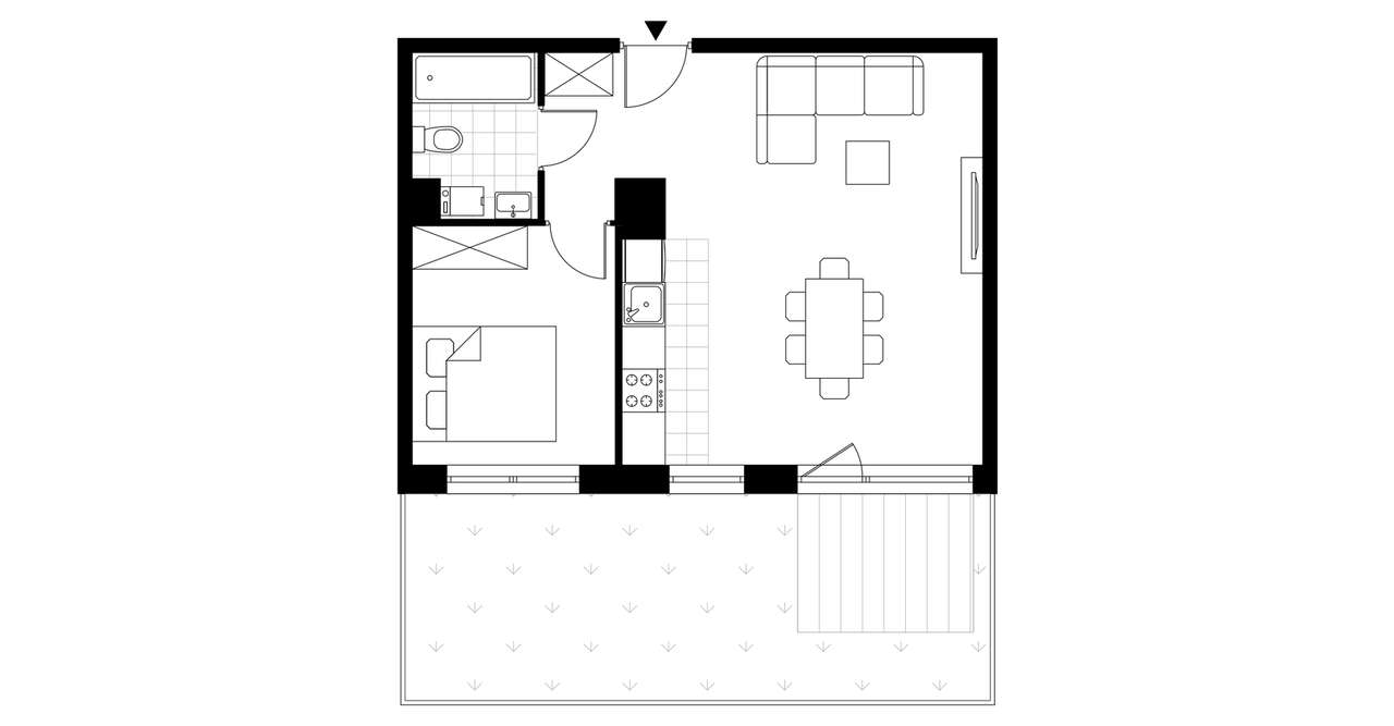 2-pokojowe mieszkanie 43m2 + ogródek Bezpośrednio - Pełny obrazek: 3/8