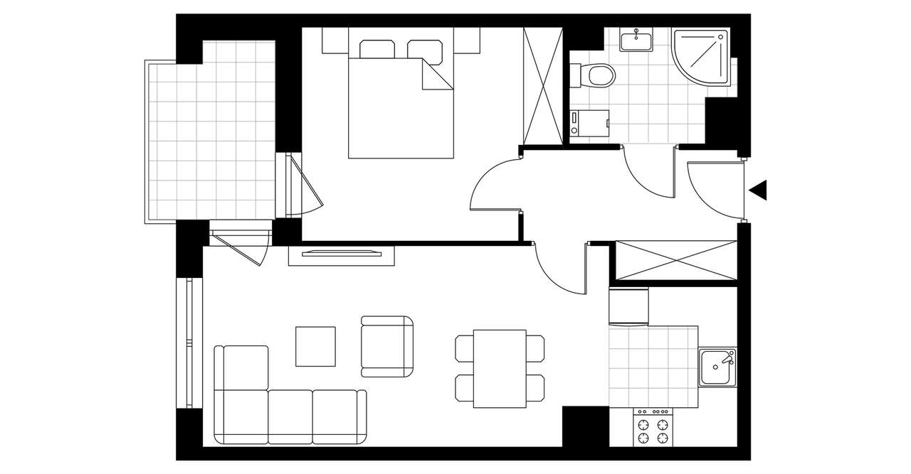 2-pokojowe mieszkanie 44m2 + balkon Bezpośrednio - Pełny obrazek: 3/8