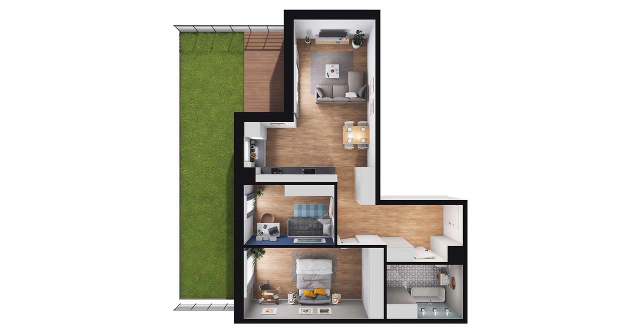3-pokojowe mieszkanie 69m2 + ogródek Bezpośrednio - Pełny obrazek: 2/8