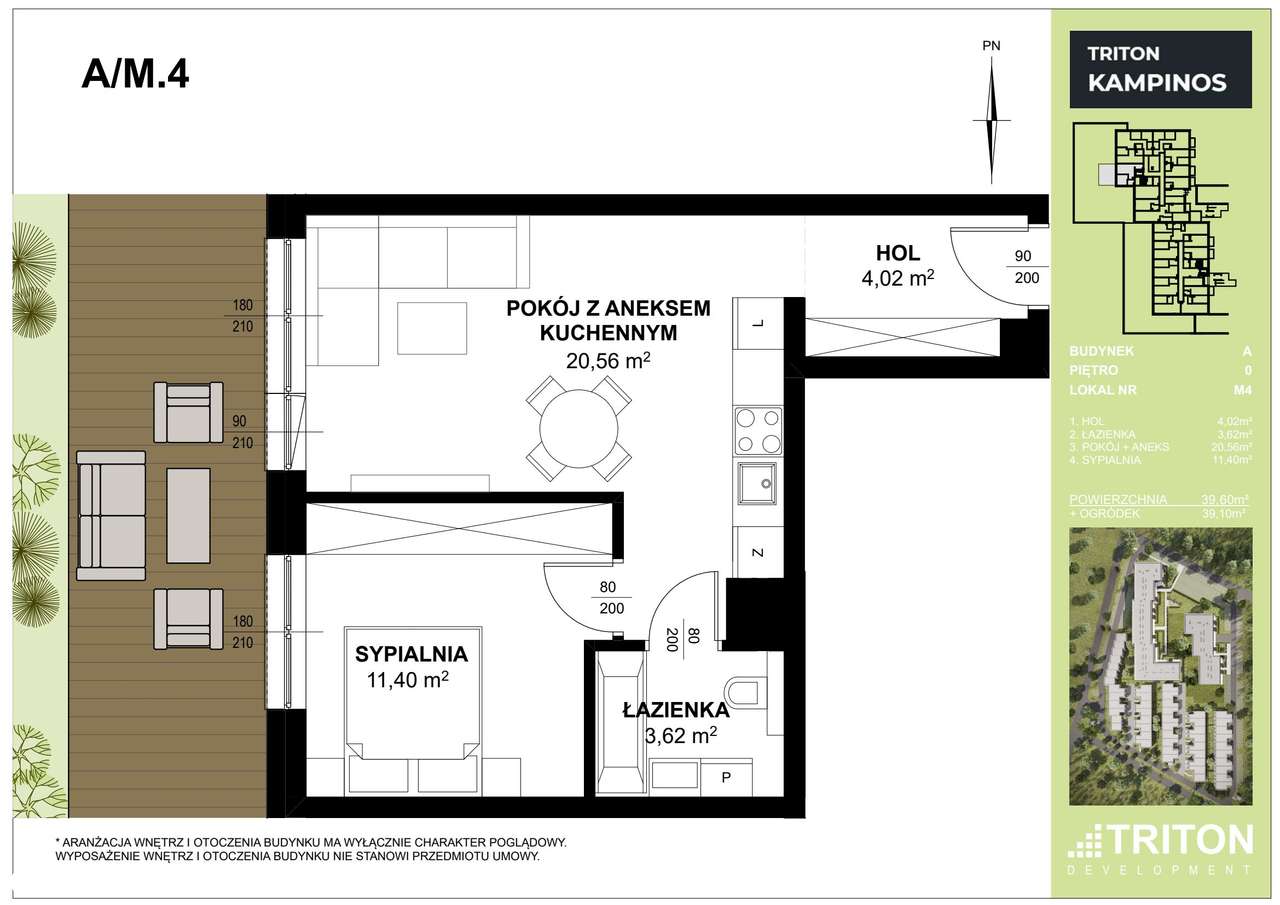 2-pokojowe mieszkanie 39m2 + ogródek Bez Prowizji - Pełny obrazek: 2/5