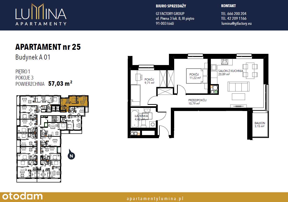 Mieszkanie 57,03m² | 3 pokoje | Lumina – standard premium - Pełny obrazek: 2/8