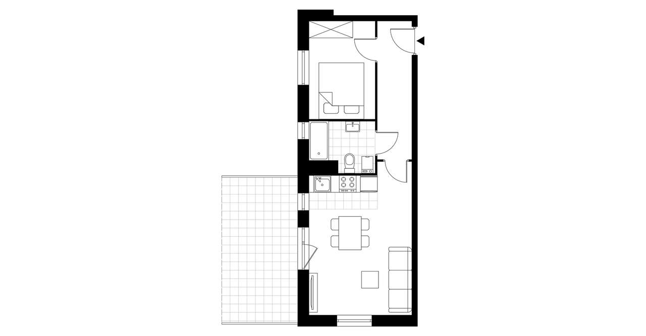 2-pokojowe mieszkanie 37m2 + taras Bezpośrednio - Pełny obrazek: 3/7