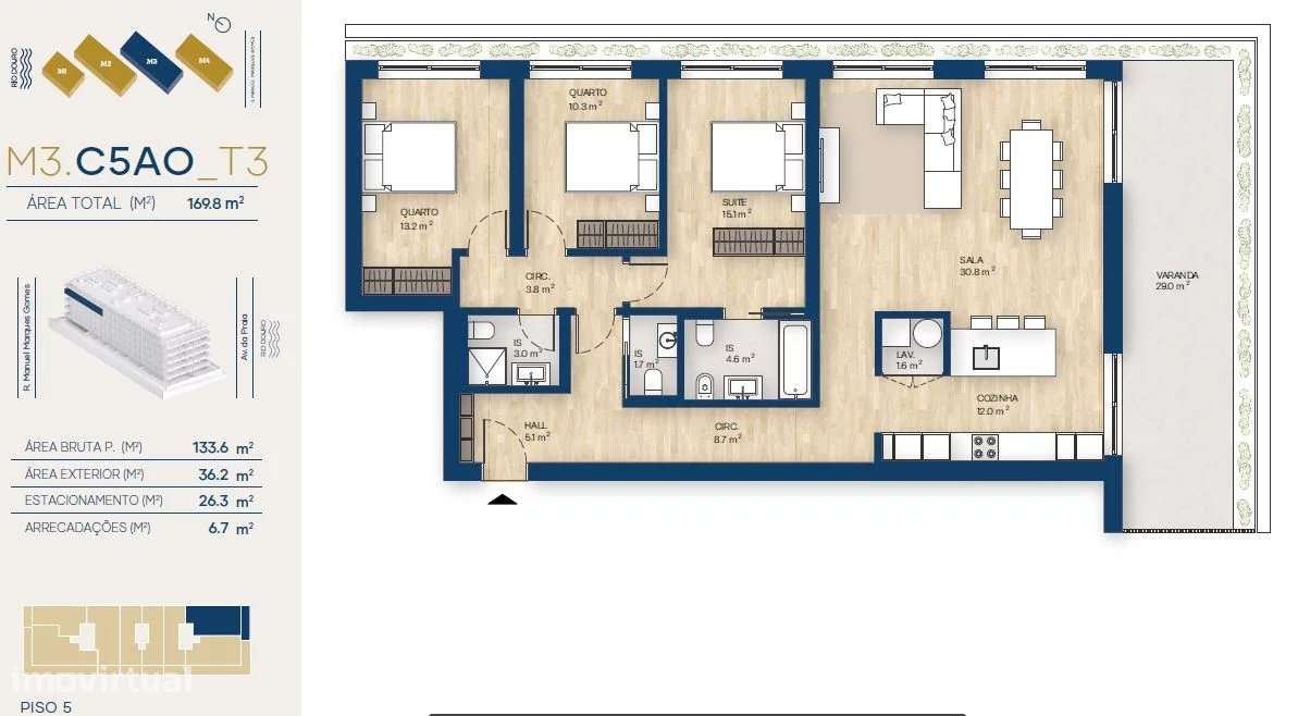 Apartamento T3 | Canidelo, V.N.Gaia - Grande imagem: 2/39