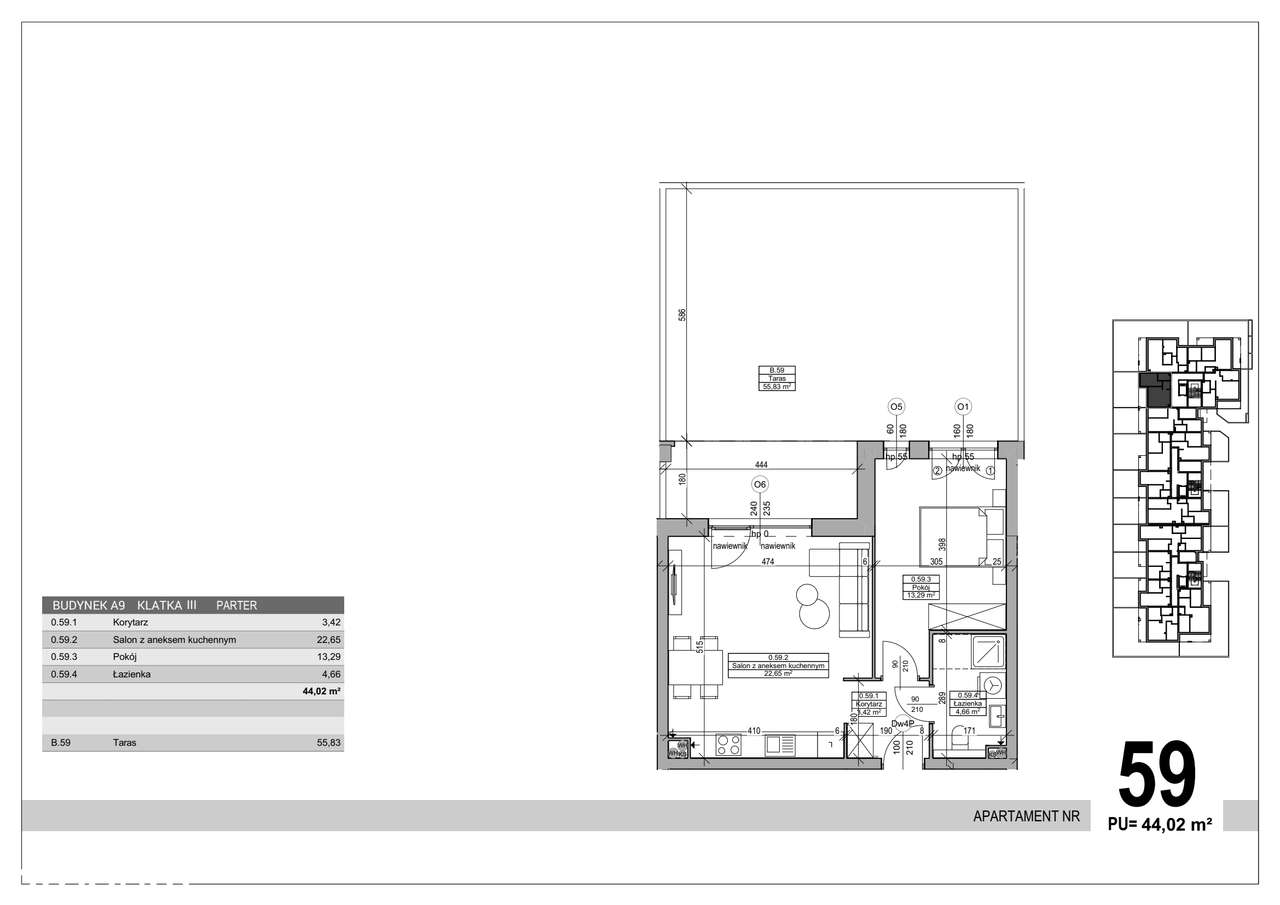 2-pokojowe mieszkanie 44m2 + taras Bez Pośredników - Pełny obrazek: 2/7