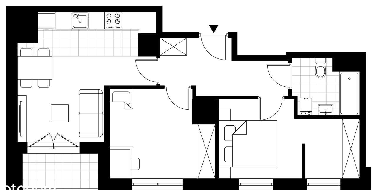 3-pokojowe mieszkanie 48m2 + loggia Bezpośrednio - Pełny obrazek: 3/8