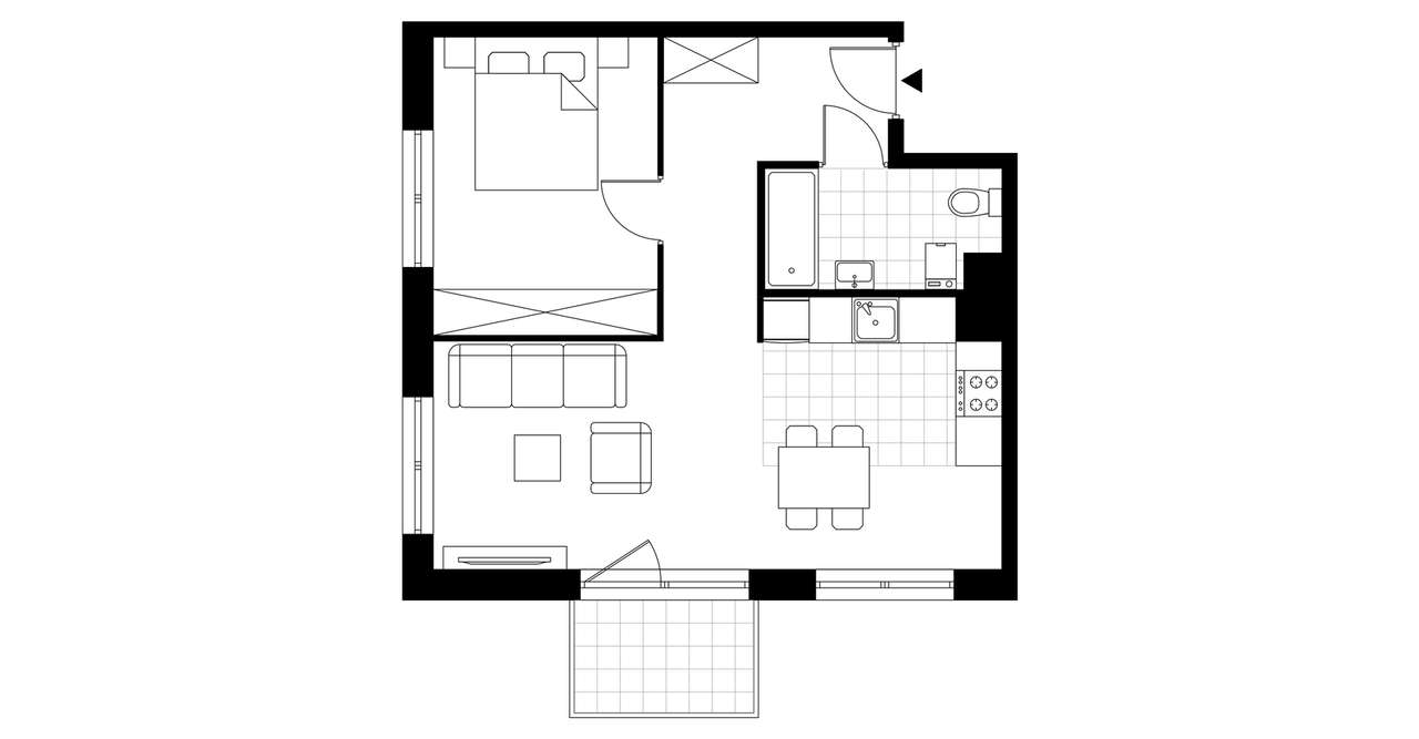 2-pokojowe mieszkanie 49m2 + balkon Bezpośrednio - Pełny obrazek: 3/8