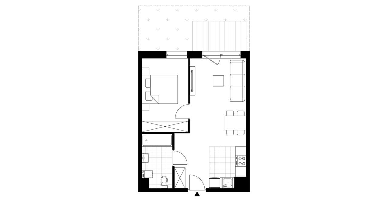 2-pokojowe mieszkanie 41m2 + ogródek - Pełny obrazek: 3/8