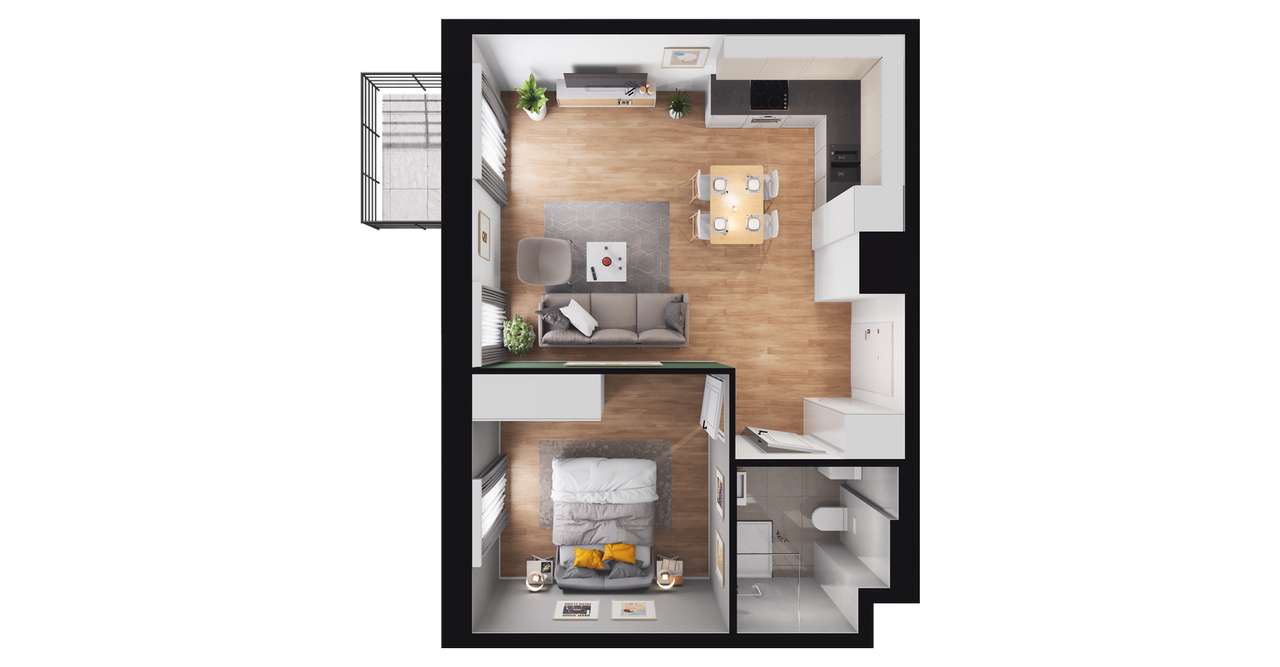 2-pokojowe mieszkanie 43m2 + balkon Bez Prowizji - Pełny obrazek: 3/9