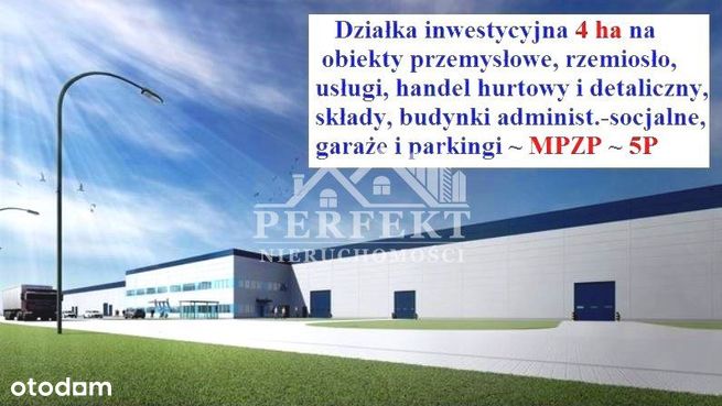 Dz.inwest. 4 ha na obiekty przemysłowe ~Mpzp: 5P