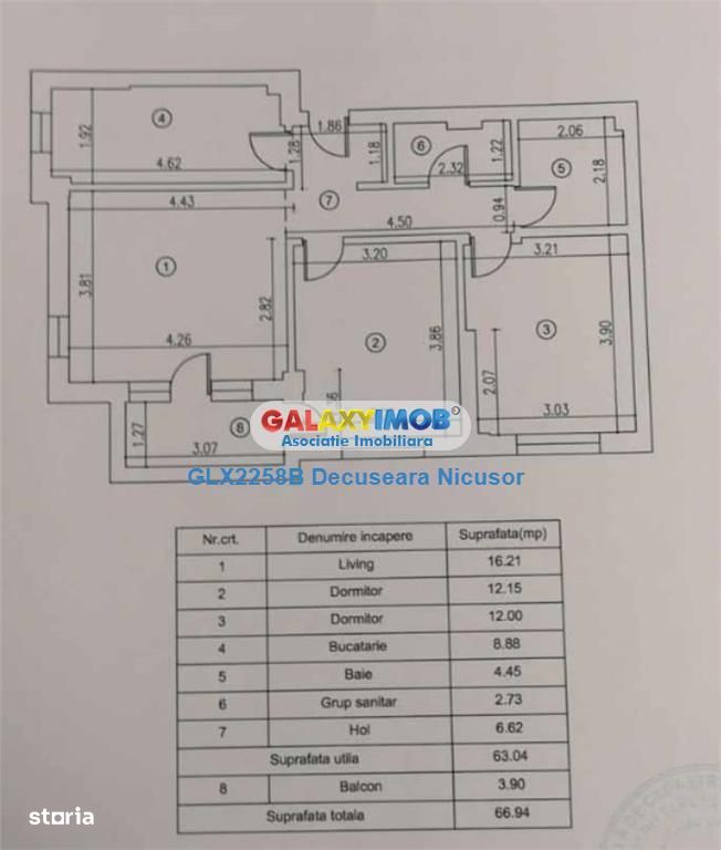 Apartament 3 camere, Ilie Petre, Finalizat, Finisat 61.700 euro