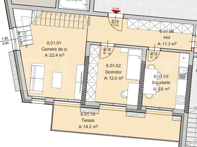 Apartament 4 camere, 102 mp, Terasa 214 mp, Imobil Nou, Semicentral - Imagine principală: 5/6
