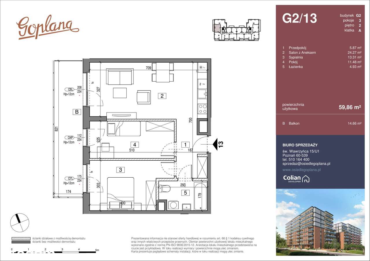 Osiedle Goplana | mieszkanie 3-pok. | G2/13 - Pełny obrazek: 2/7
