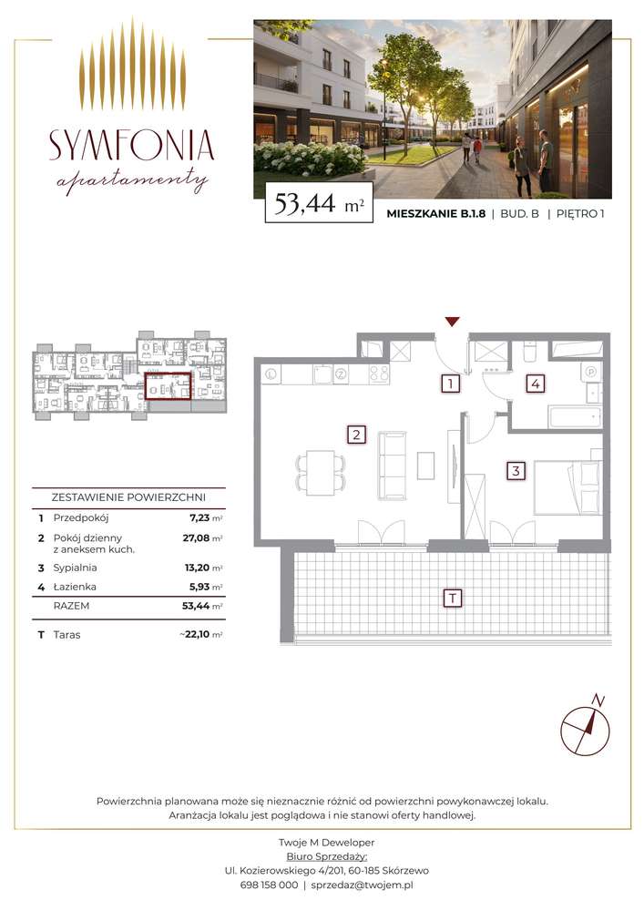 2-pokojowe mieszkanie 53m2 + balkon Bez Prowizji - Pełny obrazek: 2/9