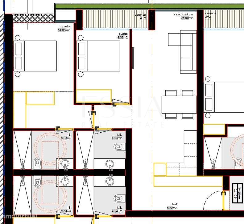 T2 Varanda e Garagem Matosinhos Sul | T2 Praia | Golden Coast Piscina-13