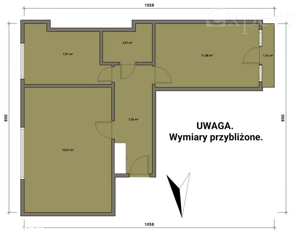 1 piętro, balkon, dwa pokoje ulica 1 Maja-12