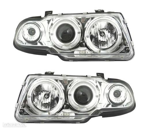 FARÓIS FRONTAIS ANGEL EYES PARA OPEL ASTRA F. 94-98 FUNDO CROMADO H1-H1 - 1