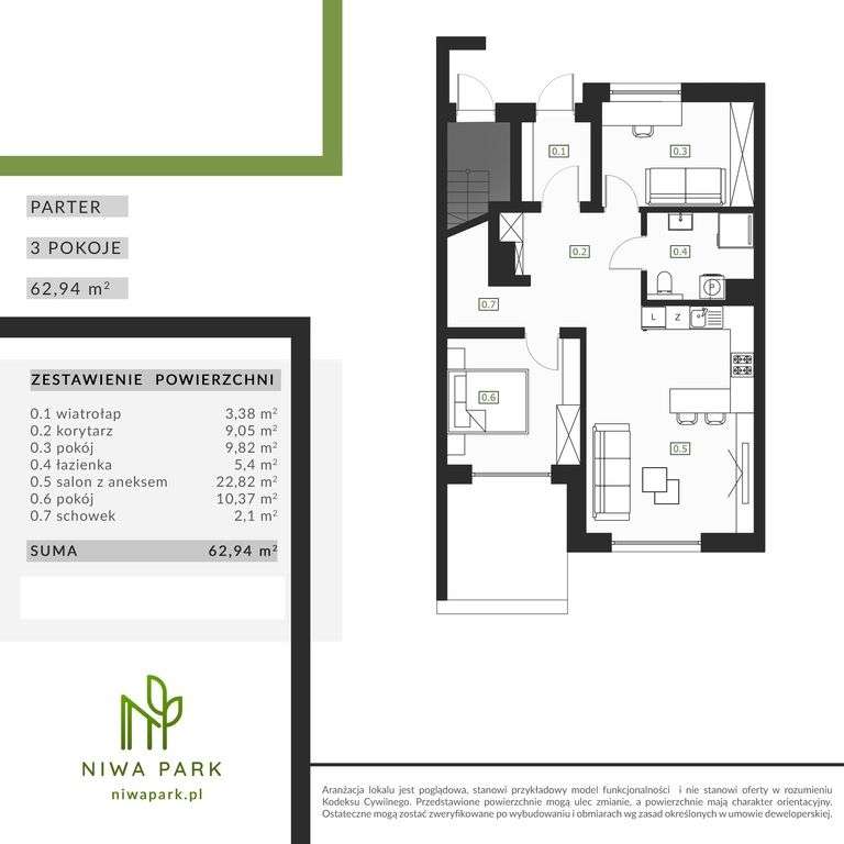 Ostatnie Dostępne mieszkanie 63m2 z ogródkiem - Pełny obrazek: 4/6