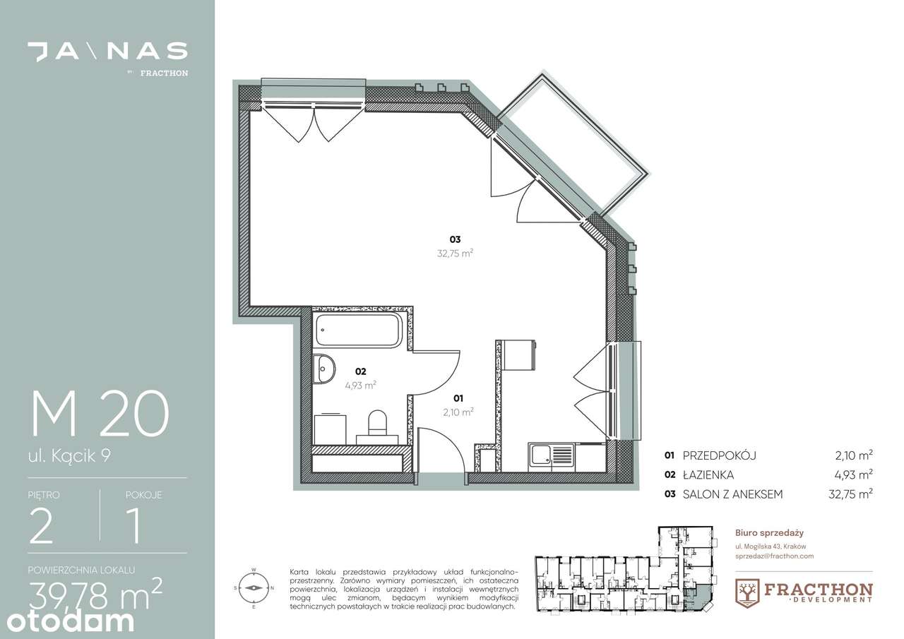 1-pokojowe mieszkanie 39m2 Bez Pośredników - Pełny obrazek: 2/6