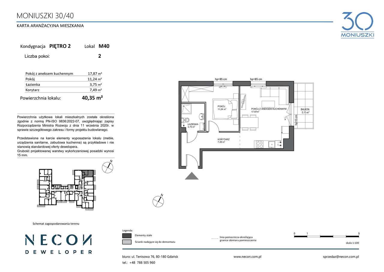 2-pokojowe mieszkanie 40,35 m2 MONIUSZKI 30/40 - Pełny obrazek: 2/8