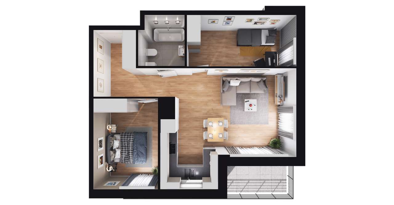 3-pokojowe mieszkanie 57m2 + loggia Bez Prowizji - Pełny obrazek: 2/8