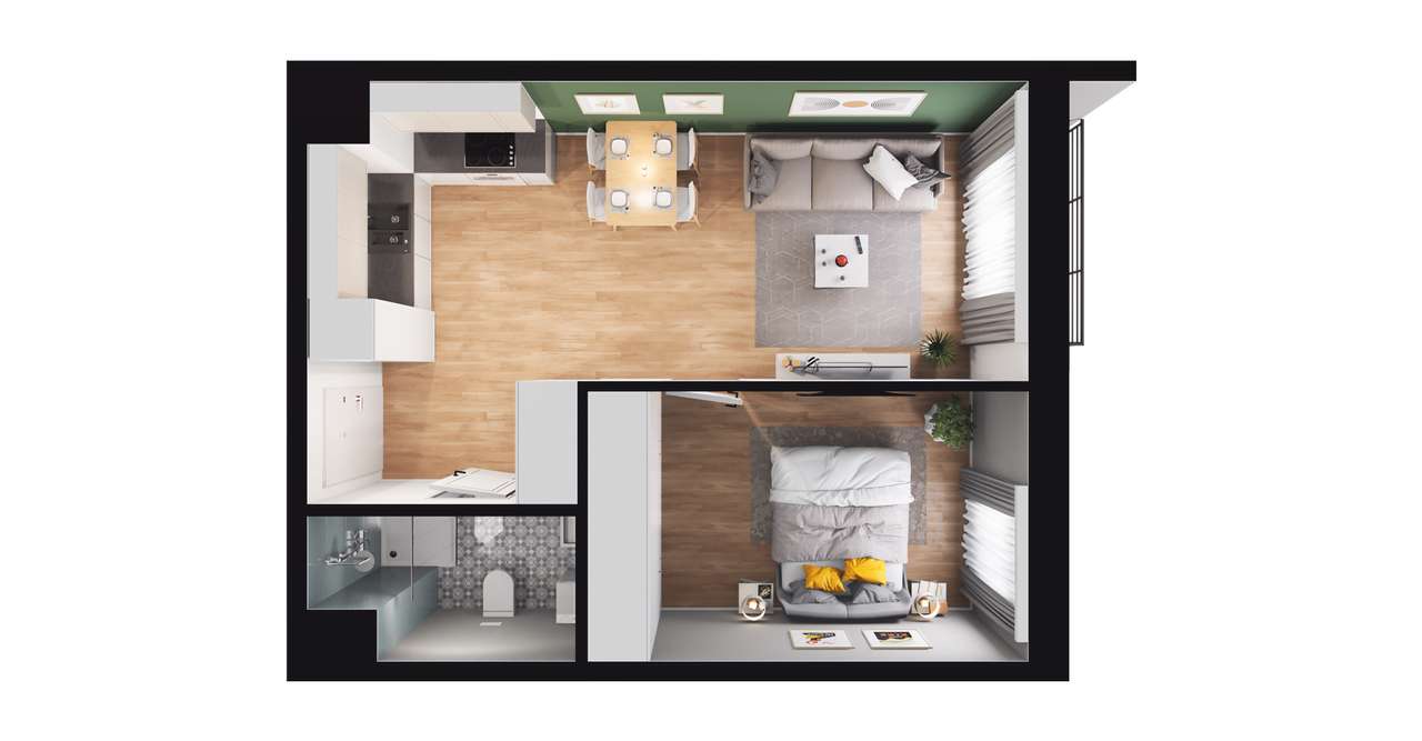 2-pokojowe mieszkanie 38m2 + balkon Bezpośrednio - Pełny obrazek: 2/8