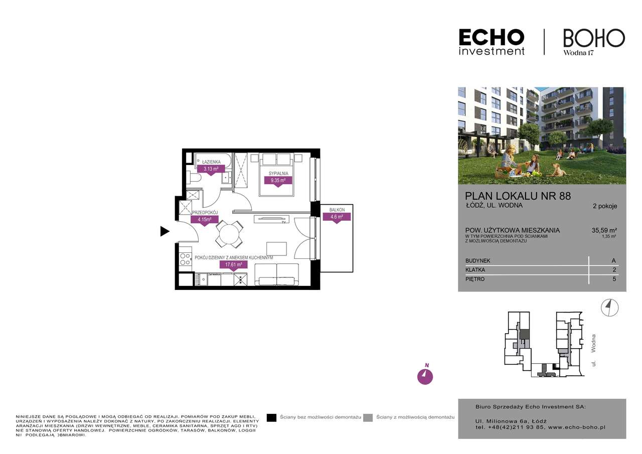 2-pokojowe mieszkanie / 5 piętro / ul. Wodna / M²Poland - Pełny obrazek: 2/7