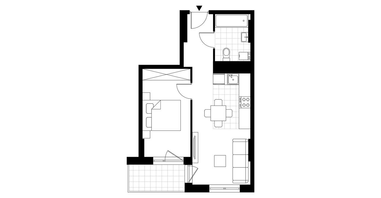 2-pokojowe mieszkanie 38m2 + loggia - Pełny obrazek: 3/8